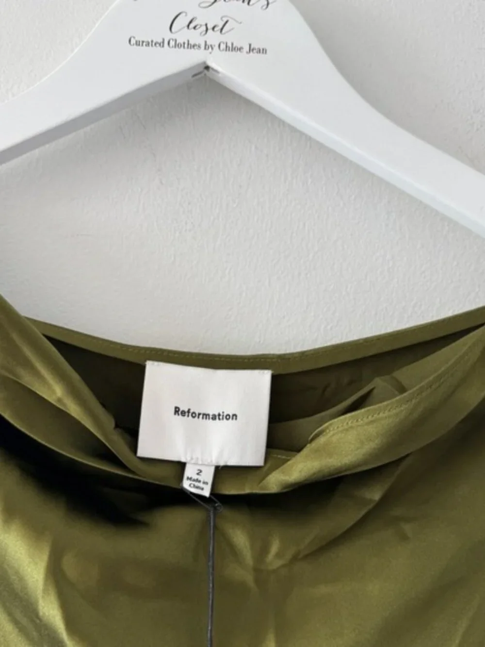 REFORMATION NWT Pike Silk Maxi Dress in Moss - Picture 9 of 14